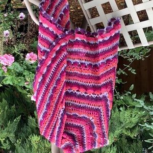 Large Kid silk crocheted scarf/shawl soft, squish and warm